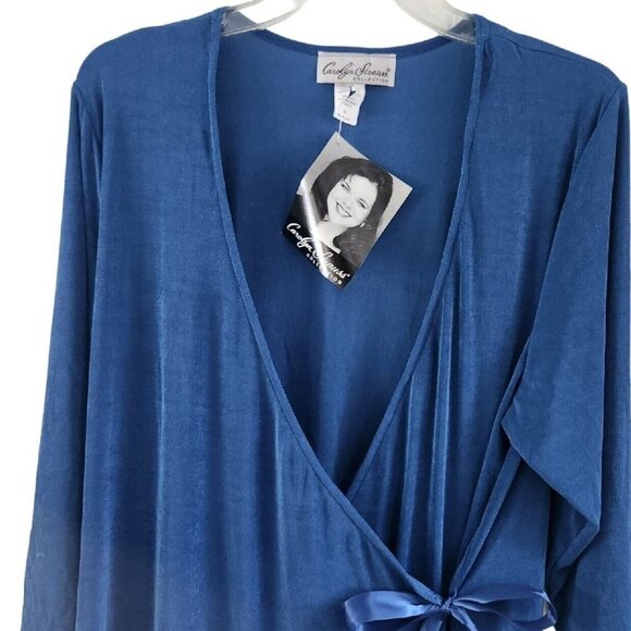 Carolyn Strauss Women Size 1X Blue Slinky Travel Wrap Cardigan Top Tunic NEW - Picture 2 of 6